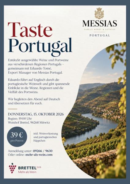 Taste Portugal – Messias Wein- & Portwein-Tasting | 15.10.2026 in Mitwitz